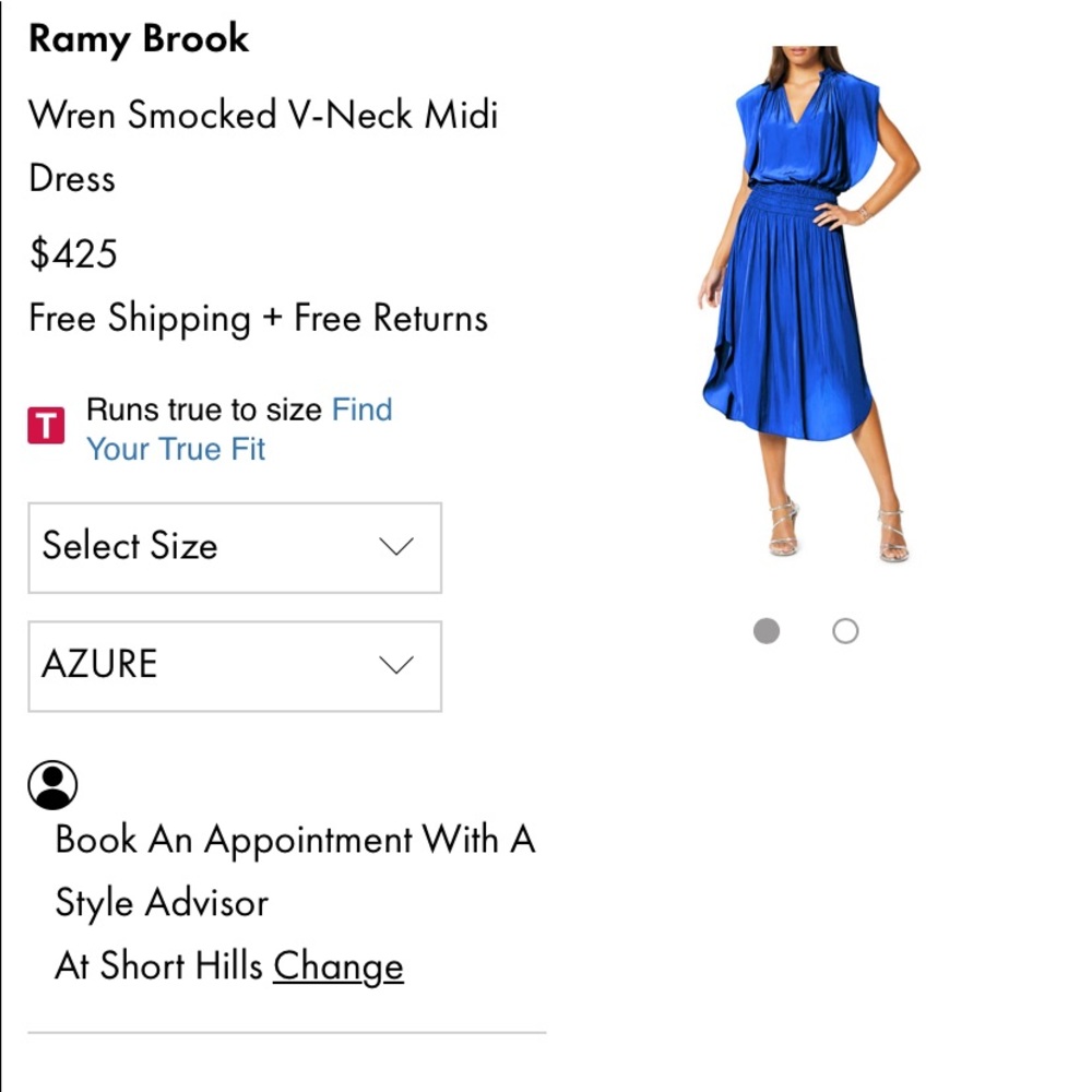 Ramy Brook blue azure size small Wren dress